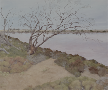 Landscape scene with a lake