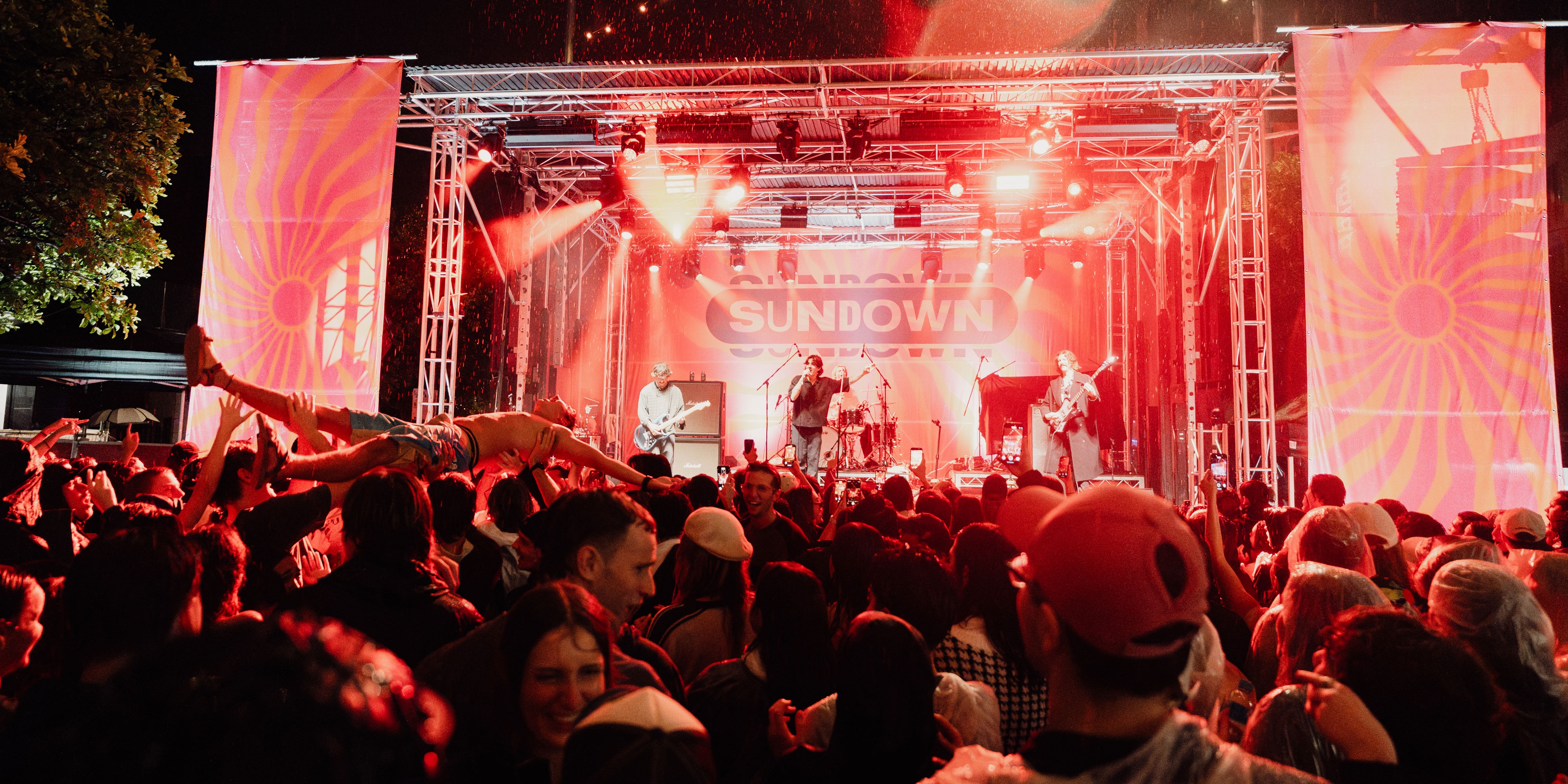 crowd watching performers on stage at Sundown.