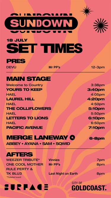 Sundown set times