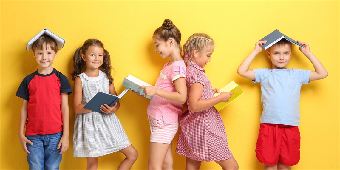 Library books on the shelf